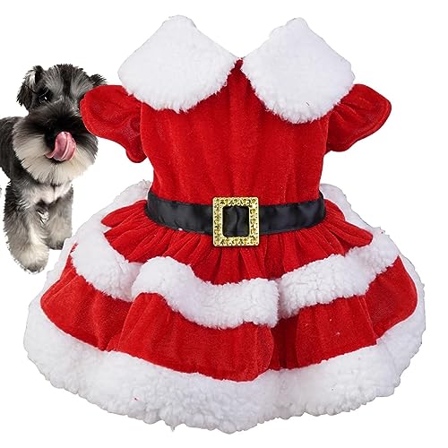 Hund Weihnachtskostüm | Welpe Weihnachten Outfit Weihnachtsmann Baumwolle Hund Kostü Anzug | Hund Neujahr Kostüme, Hund Katze Warme Weihnachtsmantel Winterkleidung für Kleine Mittlere Hunde Katzen von Frifer