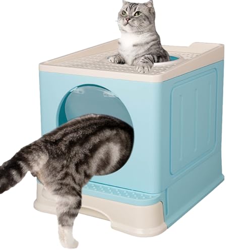 Zusammenklappbare Katzentoilette | Faltbare, geschlossene Katzentoilette mit Spritzschutz für Katzen - Faltbare Katzentoilette, leicht zu reinigen, Katzentöpfchen für kleine, mittelgroße und Frifer von Frifer