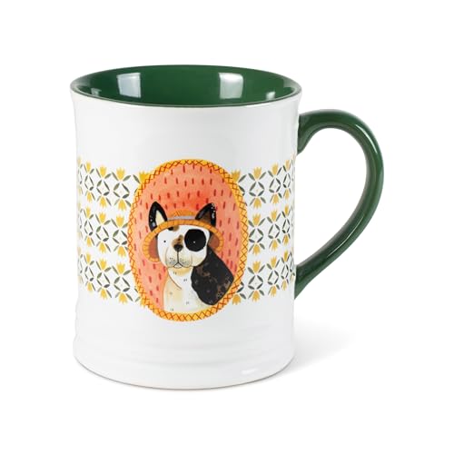 Fringe Studio 481528 Frenchie Ridged Keramiktasse Georgia (8,6 cm Durchmesser x 10,8 cm), 30,5 ml, exklusives Kunstwerk von Madison Safer, PetShop Collection von Fringe