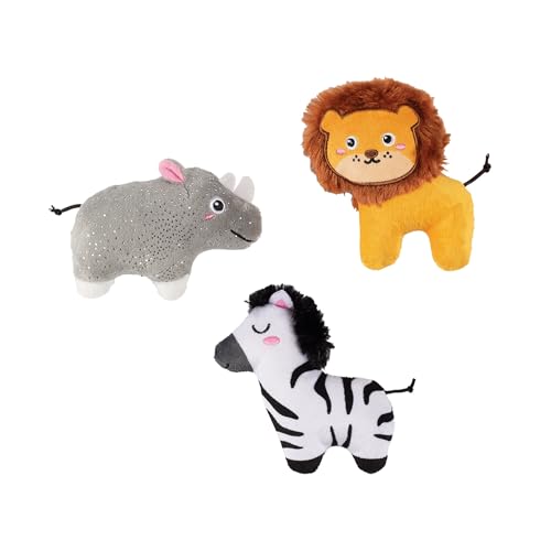 Fringe Studio 662175 Hundespielzeug, Plüsch, 3-teiliges Set, Meet Me at The Zoo, Pet Shop Collection von Fringe