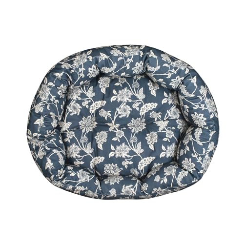 Fringe Studio "Indienne Coastal Blue 73,7 cm B x 61 cm T x 22,9 cm H, mittelgroß, rund, 100 % Baumwoll-Leinen, Außenmaterial, maschinenwaschbar, PetShop-Kollektion (215016) von Fringe