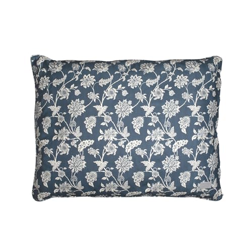 Fringe Studio "Indienne Coastal Blue 91,4 cm B x 68,6 cm T Haustierbett, 100 % Baumwollleinen, wendbarer Bezug, maschinenwaschbar, PetShop-Kollektion (225021) von Fringe