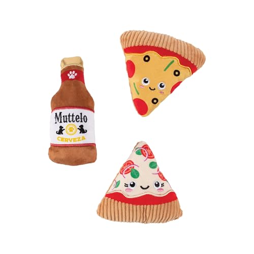 Fringe Studio Plush Dog Toy, 3 Pieces Set, Slice N’ SIP, Pet Shop Collection (662177) von Fringe