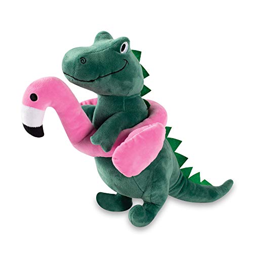 Fringe Studio Squeaker Großes Plüsch-Haustierspielzeug, T-Rex (728003), Grün, Flamingo-Spaß von Fringe
