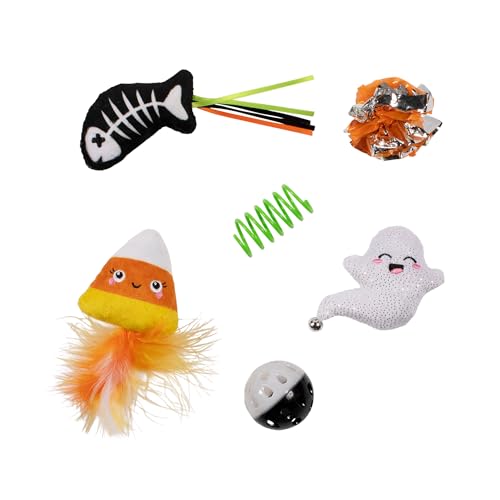 Fringe Studio Sweet Treats, Spooky FEATS 6 PCS Multipack Cat Toy Set, PetShop Collection (610028) von Fringe