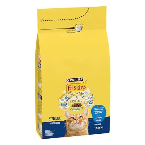 FRISKIES | Katze | Komplettnahrung für sterilisierte ausgewachsene Katzen | mit Lachs und Gemüse | Alleinfuttermittel für sterilisierte Katzen | Beutel | 1,5 kg von Friskies