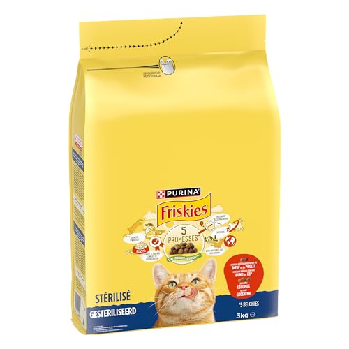 FRISKIES Mit Rind, Huhn und Gemüse – 3 kg – Trockenfutter für sterilisierte Katzen von Friskies