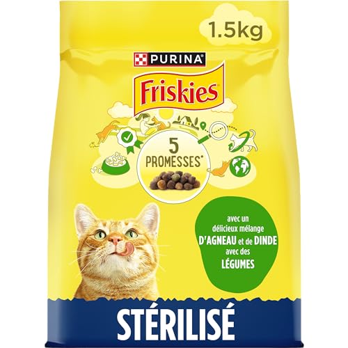 FRISKIES Mit Lamm, Truthahn und Gemüse – 1,5 kg – Trockenfutter für sterilisierte Katzen von Friskies