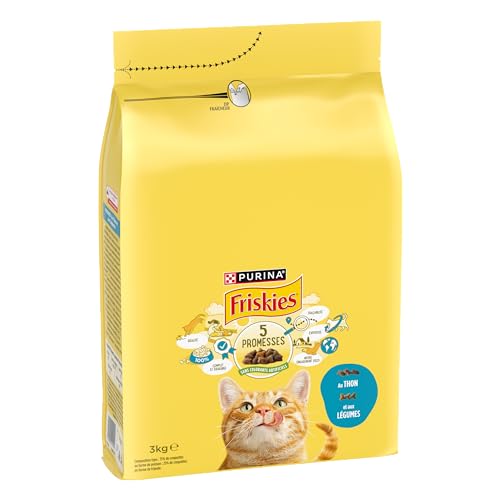 FRISKIES Mit Thunfisch und Gemüse – 3 kg – Trockenfutter für ausgewachsene Katzen von Friskies
