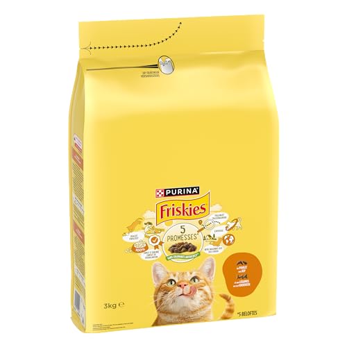 FRISKIES mit Huhn und Truthahn – 3 kg – Trockenfutter für ausgewachsene Katzen von Friskies