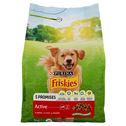 Friskies Active Kroketten Hunde mit Rindfleisch, 4 Packungen à 3 kg von Friskies