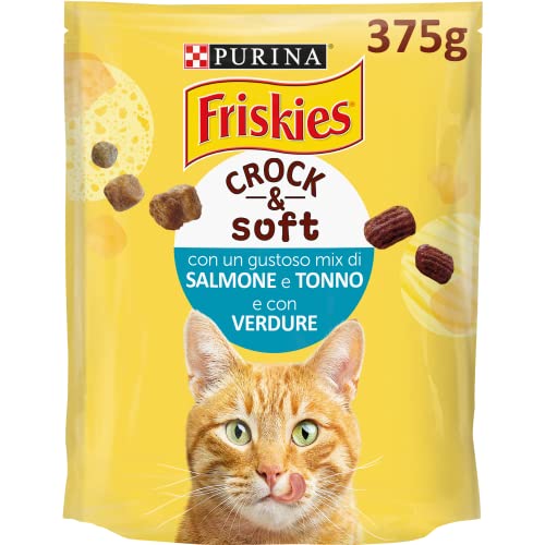 Friskies - Crock & Soft Katzenfutter mit Lachs, Thunfisch und Gemüse, 375 g, 12 Stück von Friskies