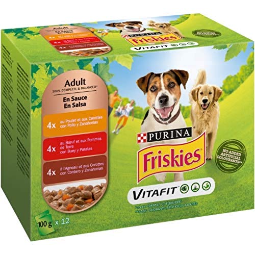 Friskies Purina Nassfutter für Hunde in Sauce mit Huhn, Lamm und Ochse, 6 x 12 x 100 g (72 Stück) von Friskies