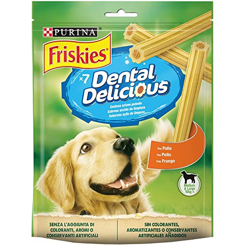Purina Friskies Dental Delicious Snack Hund Huhn, 6 Packungen à 200 g von Friskies