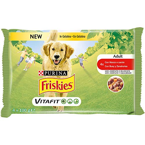 Purina Friskies Hundefutter feucht geliert mit Rindfleisch und Karotten, 40 Beutel à 100 g von Friskies