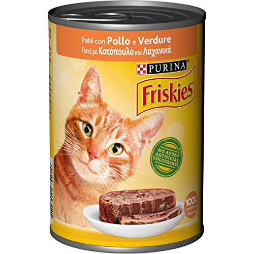 Purina Friskies Patè Nassfutter für Katzen mit Huhn und Gemüse, 24 Dosen à 400 g von Friskies