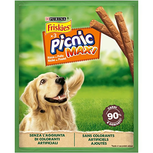 Purina Friskies Picknick Maxi-Snack für Hunde, reich an Hühnchen, 18 Packungen à 45 g von Friskies