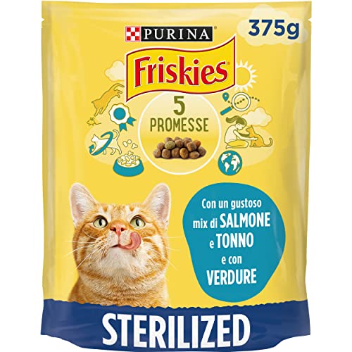 Purina Friskies Trockenfutter für Katzen, sterilisiert mit Lachs, Thunfisch und Gemüse, 12 Packungen à 375 g von Friskies