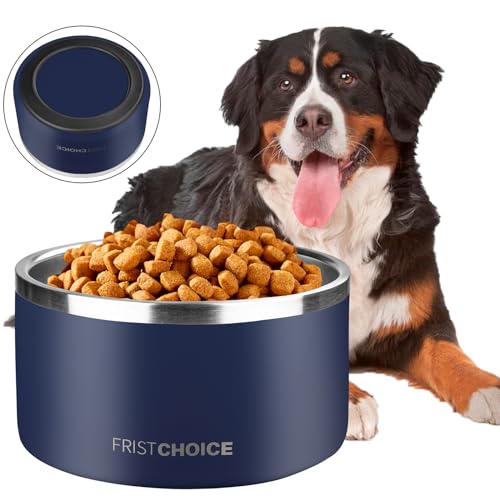 FristChoice Edelstahl-Hundenäpfe mit rutschfester Gummi-Unterseite, langlebig, isoliert, Wassernäpfe für große Hunde, robuste Metall-Futternäpfe, rostfrei, spülmaschinenfest (5,7 l, Marineblau) von FristChoice