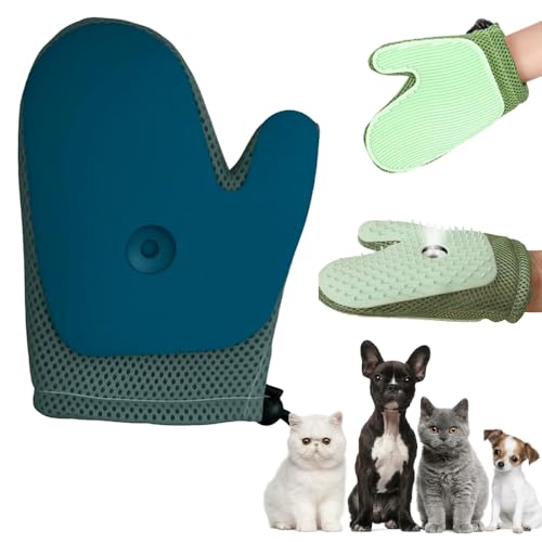 Tierhaarentferner Handschuh, 2025 Neu Fellhandschuhe Fingerlos Katze mit Spray, All-in-One Grooming Mist Glove for Pets Fell Magnet Handschuh Katzenbürste mit Dampf (Blau, 1) von FristSnow