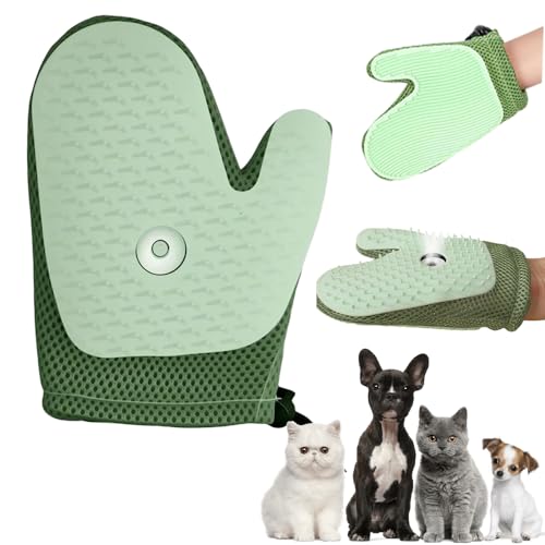 Tierhaarentferner Handschuh, 2025 Neu Fellhandschuhe Fingerlos Katze mit Spray, All-in-One Grooming Mist Glove for Pets Fell Magnet Handschuh Katzenbürste mit Dampf (Grün, 1) von FristSnow