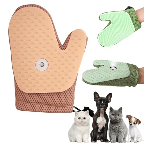 Tierhaarentferner Handschuh, 2025 Neu Fellhandschuhe Fingerlos Katze mit Spray, All-in-One Grooming Mist Glove for Pets Fell Magnet Handschuh Katzenbürste mit Dampf (Rosa, 1) von FristSnow