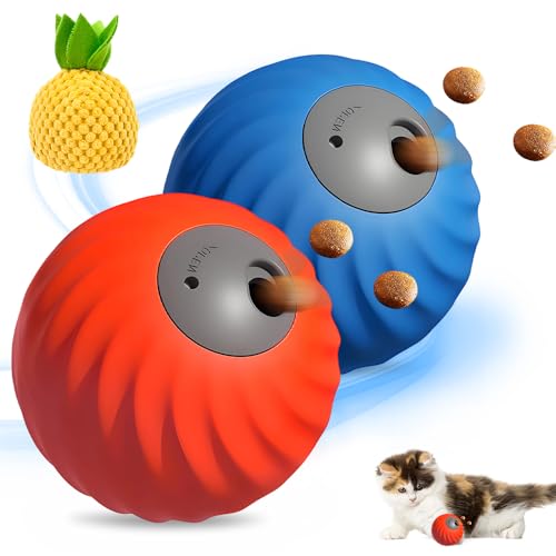 Zoomie Buddy 2.0 2 in 1 Slow Feeder, 2025 Neu Rolling Feeder Hundespielzeug mit LED, Interaktives Hundespielzeug Katzenspielzeug Selbstbeschäftigung Einstellbar Leckerli Ball (R+B-2PCS, Ananas) von FristSnow