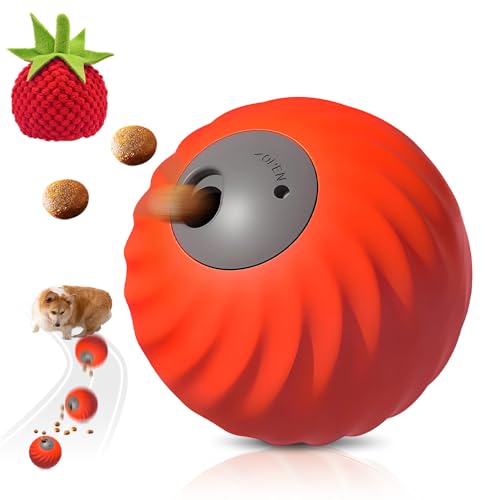 Zoomie Buddy 2.0 2 in 1 Slow Feeder, 2025 Neu Rolling Feeder Hundespielzeug mit LED, Interaktives Hundespielzeug Katzenspielzeug Selbstbeschäftigung Einstellbar Leckerli Ball (R-1PCS, Erdbeere) von FristSnow