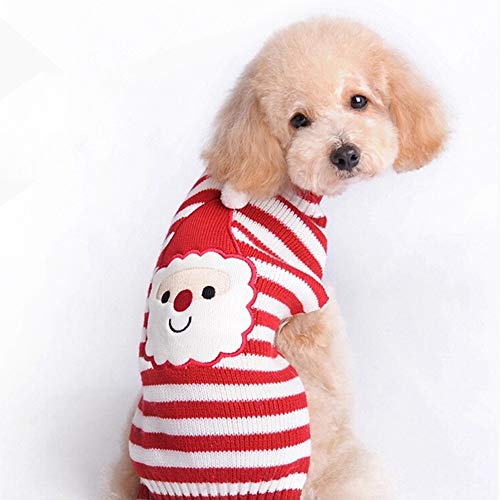 Frmarche Hundemantel Pullover Herbst Winter Warm Hund Kleidung Roter Streifen Weihnachtsmann Weihnachten Jacke (M) von Frmarche