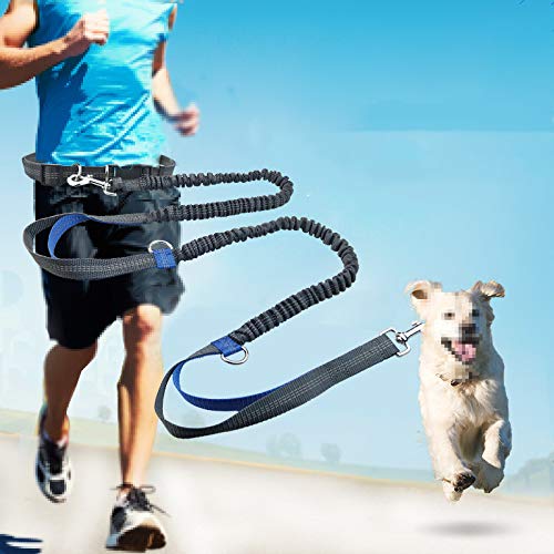 Frmarche Multifunktionales Zugseil für Hunde, einziehbar, mit zwei elastischen Leinen, verstellbare Leine, mit reflektierendem Material für Jogging, Wandern, Radfahren von Frmarche
