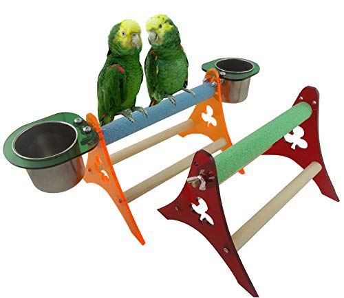 Frmarche Vögel Sitzstange Stange Halterung Regal für Vögel Übungsspielzeug für Pet Futtertablett für Vögel von Frmarche