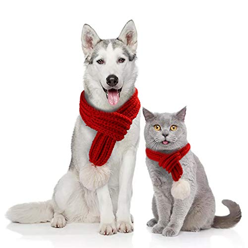 Weihnachten Katze Hund Schal Weihnachten Pullover für Haustiere Schal Strickschal Elegant Plüsch Herbst Winter Warm von Frmarche