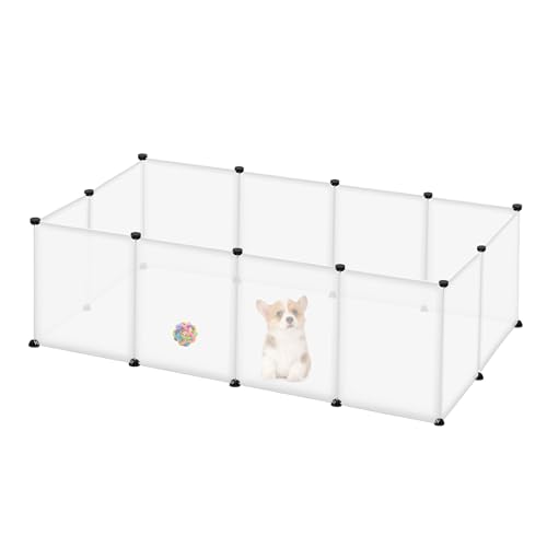 Froadp 145x75x48cm Freigehege Kaninchen Kunststoff Gittergehege Kleintierlaufställe Welpenzaun Haustierkäfig Laufgitter Kleintiergehege für Meerschweinchen Hamster Kaninchen (Transluzentes Weiß) von Froadp