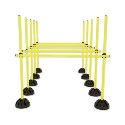 Froadp Agility Sports Sprungstangen Set für Hunde Höhenverstellbar Trainingsstangen Hürdenset für Konditionelles Multifunktionales Hürdenset für Basketball und Fußball Dribbeln (Gelb+Schwarze) von Froadp