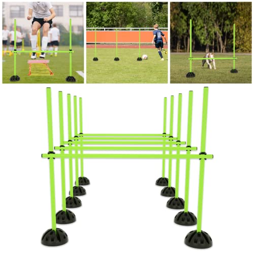 Froadp Agility Sports Sprungstangen Set für Hunde Höhenverstellbar Trainingsstangen Hürdenset für Konditionelles Multifunktionales Hürdenset für Basketball und Fußball Dribbeln (Grün+Schwarze) von Froadp