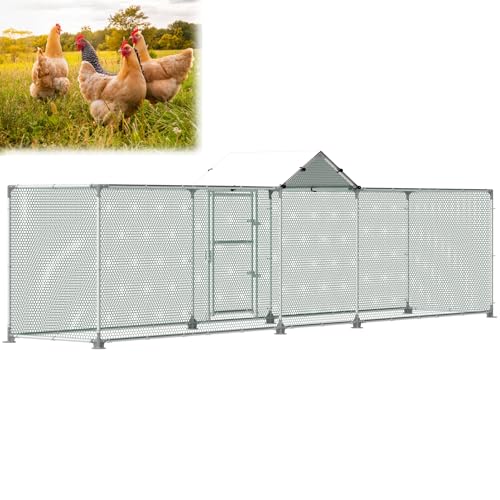 Froadp Hühnerkäfig 5x1x1,5 m Hühnerstall Freilaufgehege mit Verzinktem Stahlrahmen und Sonnenschutz Dach Chicken Run Hühnergehege Kleintierstall Hühnerauslauf Geflügelkäfige für Geflügel Kaninchen von Froadp