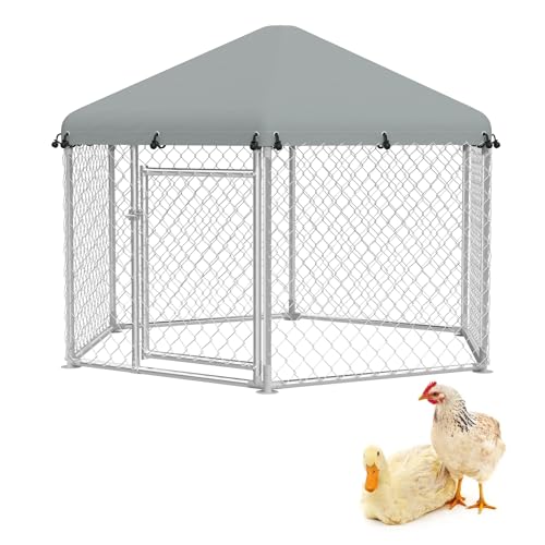 Froadp Hühnerstall 210x185x150cm Outdoor Hühnerkäfig mit Dach und Abschließbarer Tür Hühnergehege aus 420D Oxford-Gewebe & Verzinkter Stahl Freilaufgehege Hühnerauslauf für Hühner Geflügel von Froadp