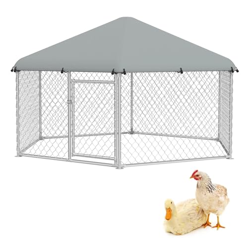Froadp Hühnerstall 280x250x165cm Outdoor Hühnerkäfig mit Dach und Abschließbarer Tür Hühnergehege aus 420D Oxford-Gewebe & Verzinkter Stahl Freilaufgehege Hühnerauslauf für Hühner Geflügel von Froadp