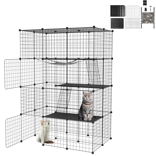 Froadp Katzenkäfig Metall Freistehender Tierkäfige mit Abnehmbare Hängematte, 2 Leitern & 2 Türen, DIY Katzengehege, 4-stöckig Transportabler Katzenhütte für Katze, Kaninchen, Chinchilla Froadp Katzenkäfig Metall Freistehender Tierkäfige mit Abnehmbare Hängematte, 2 Leitern & 2 Türen, DIY Katzengehege, 4-stöckig Transportabler Katzenhütte für Katze, Kaninchen, Chinchilla von Froadp