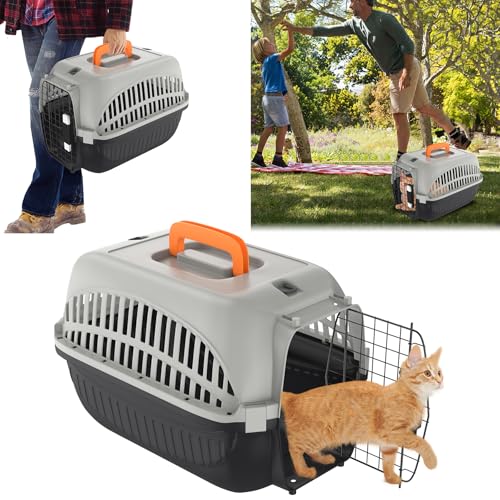 Froadp Pet Transportbox Schwarz + Grau, Katzentransportbox mit Metalltür, Transportbox Hund aus PP-Kunststoff, Autotransportboxen für Hunde Hundetransportbox Katzen Transportboxen Froadp Pet Transportbox Schwarz + Grau, Katzentransportbox mit Metalltür, Transportbox Hund aus PP-Kunststoff, Autotransportboxen für Hunde Hundetransportbox Katzen Transportboxen von Froadp
