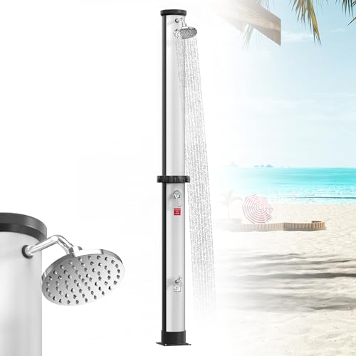 Froadp Solardusche 40 Liter für Garten & Pool, Solar Gartendusche mit 360° Schwenkbarem Regenduschkopf, Aussendusche mit Wasserhahn & Gartenschlauchanschluss Camping Outdoor, Silber-Schwarz Froadp Solardusche 40 Liter für Garten & Pool, Solar Gartendusche mit 360° Schwenkbarem Regenduschkopf, Aussendusche mit Wasserhahn & Gartenschlauchanschluss Camping Outdoor, Silber-Schwarz von Froadp