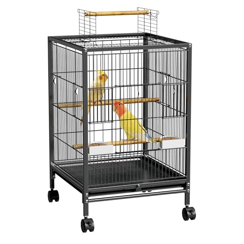Froadp Vogelvoliere Vogelkäfig mit Rollen Groß Wellensittichkäfig Metall Vogelhaus mit Holzstangen und Futternäpfe Voliere Käfig Tierkäfig für Papageien Tauben Sittiche Finken (Typ E) von Froadp