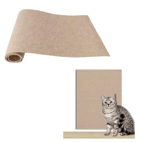 Frogetu 1 Pezzi Tappetino Antigraffio Autoadesivo,200cmx40cm,Tappetino Tiragraffi per Gatti Autoadesivo,DIY Climbing Cat Scratcher,Proteggi Divano Gatti Graff,per Parete e Angolo (Khaki) von Frogetu