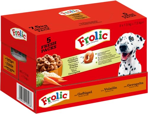 Frolic Beutel 7.5kg Multi Pack 5 Fresh Packs mit Geflügel, Gemüse und Reis 5 x 1,5kg, Hundefutter, Nassfutter von Frolic