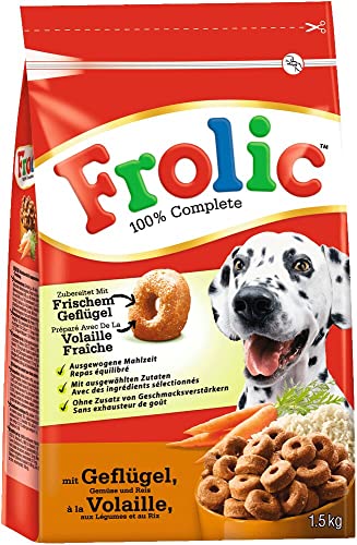 Frolic Hundefutter Trockenfutter mit Geflügel, Gemüse und Reis, 5 Beutel (5 x 1,5kg) von Frolic