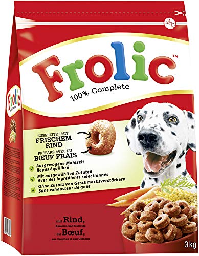 Frolic Hundefutter Trockenfutter mit Rind, Karotten und Getreide, 3 Beutel (3 x 3kg) von Frolic