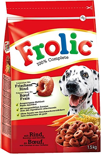 Frolic Hundefutter Trockenfutter mit Rind, Karotten und Getreide, 5 Beutel (5 x 1,5kg) von Frolic