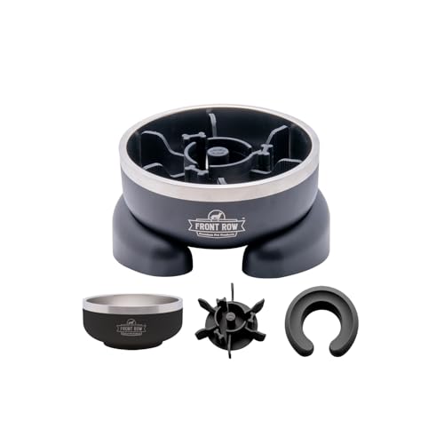 Front Row 7,6 cm 1 Premium-Hundenapf, mit doppelwandigem Edelstahl, vakuumisoliert, Saugnapf, Silikon-Einsatz, ergonomischer Napfständer, rutschfester Boden, 4 Tassen, 80 ml (schwarz) von Front Row