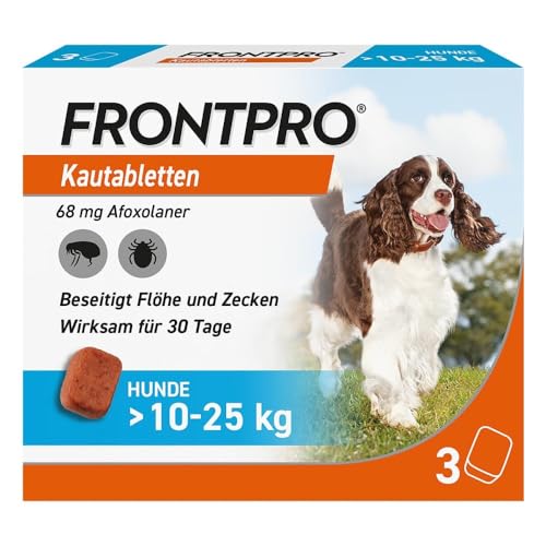 FRONTPRO Hund L - Kautablette gegen Zecken & Flöhe (Hunde 10 bis 25 kg) - 3X Kautabletten für 3 Monate Schutz FRONTPRO Hund L - Kautablette gegen Zecken & Flöhe (Hunde 10 bis 25 kg) - 3X Kautabletten für 3 Monate Schutz von FRONTPRO