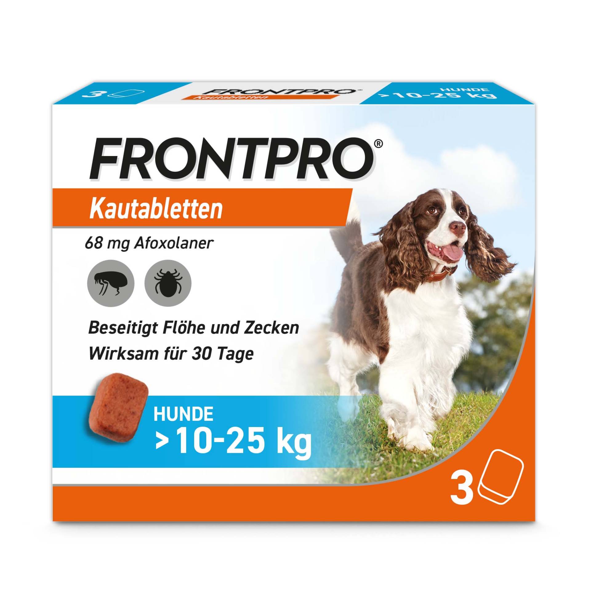Frontpro Kautablette gegen Zecken und Flöhe, für Hunde >10 bis 25 kg - 3 Tabletten Frontpro Kautablette gegen Zecken und Flöhe, für Hunde >10 bis 25 kg - 3 Tabletten von Frontpro
